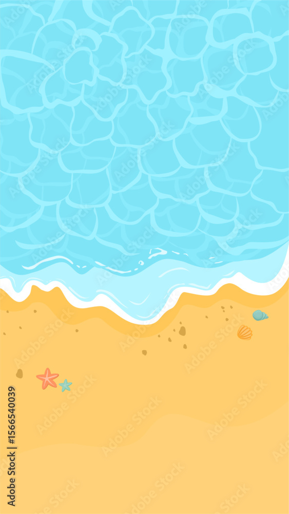 Fototapeta premium Blue Beach Summer Season Lanscape Illustration