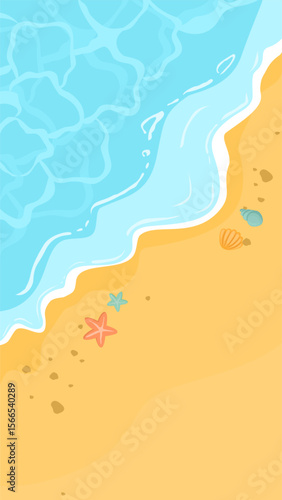 Blue Beach Summer Season Lanscape Illustration