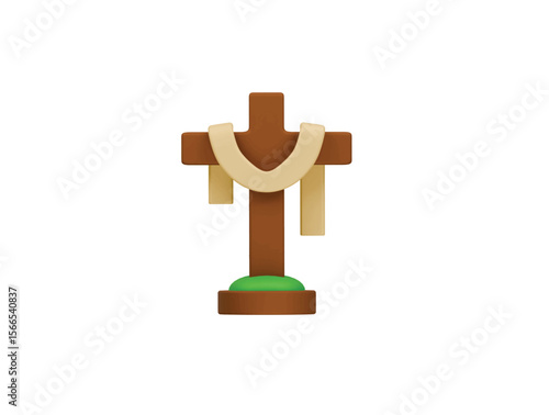 cross and shawl icon 3d illustration render