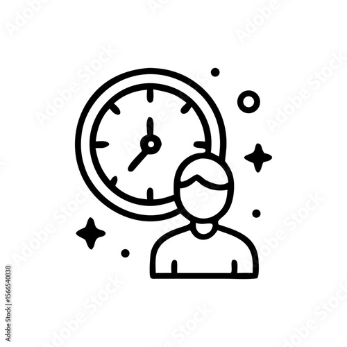 A person standing next to a clock, representing time management and concepts.