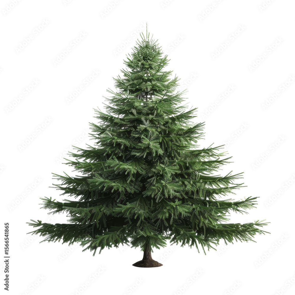 Fototapeta premium Lush green pine tree with dense, symmetrical branches and natural needle foliage.