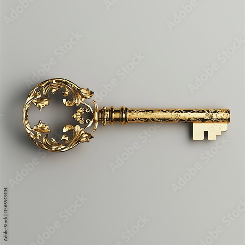 Ornate gold key decorative design