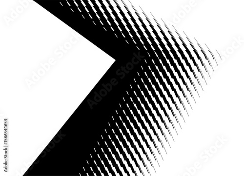 Abstract Vector Arrow from Abstract Black Pixels on White Background. Sports Design Element, Direction Indicator. Halftone, Clusters. Game. Navigation