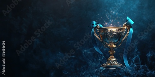 Winner trophy with flames and blurred background, generative ai