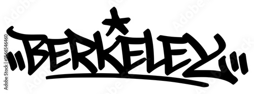 Berkeley graffiti tag in bold black lettering on transparent background. Artistic edge and thoughtful tone great for expressive and cultural visual design
