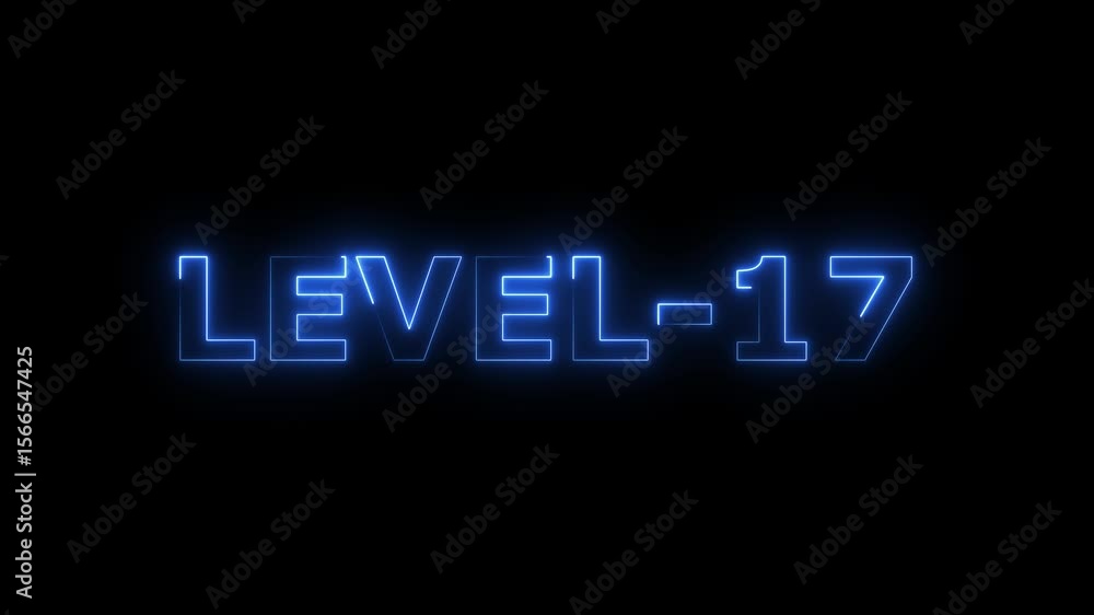 glowing neon Level 17 text animation video on black background glowing neon Level 17 text animation video on black background
