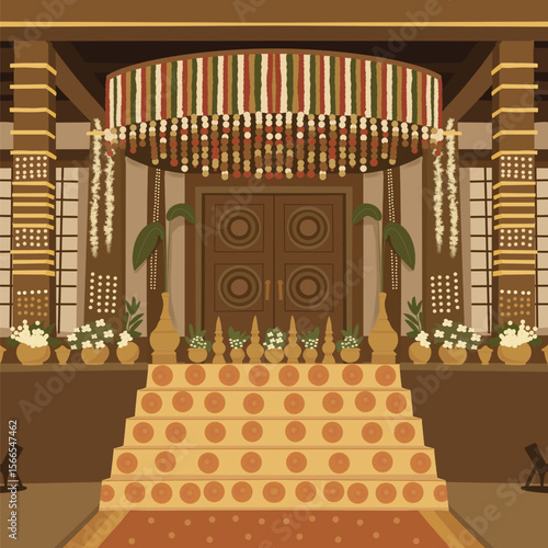 Illustration of Indian Wedding Stage Decoration 