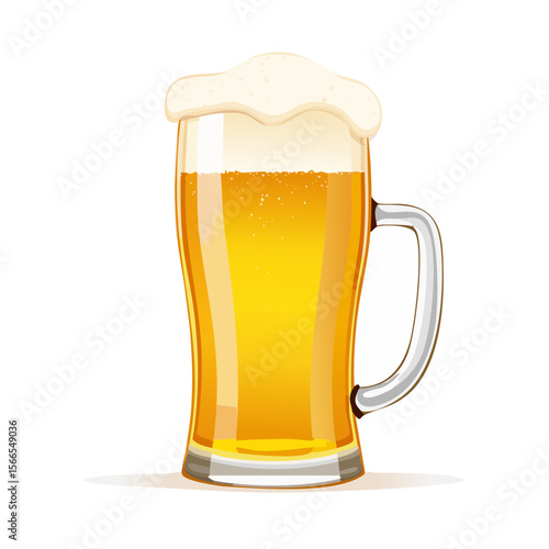 A frothy beer mug illustration with golden ale and creamy foam