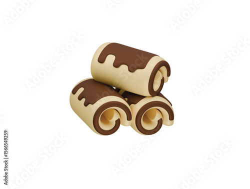roll cake icon 3d illustration render