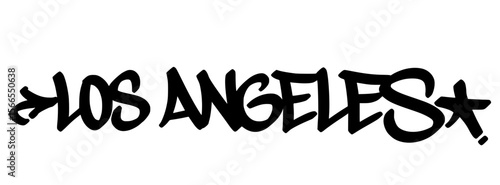 Los Angeles graffiti tag in bold black lettering on transparent background. Iconic urban feel with bold expressive tone perfect for creative visuals