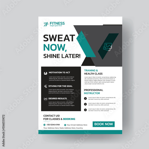 Modern Fitness Class Flyer Template Featuring a Muscular Man Working Out