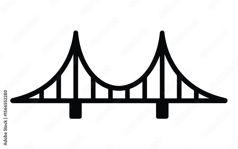 Obraz premium A minimalist black and white icon illustration of a suspension bridge