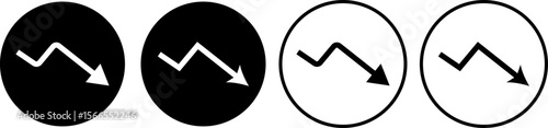 downward trend arrow icon. negative trend concept. showing business loss decrease. falling bars and a descending arrows.  lose money sign