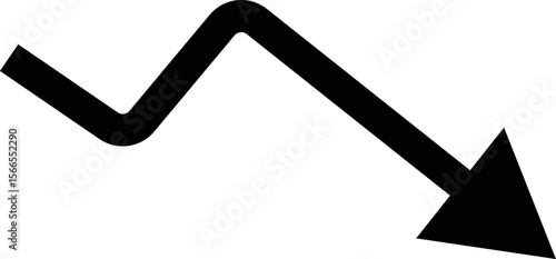 downward trend arrow icon. negative trend concept. showing business loss decrease. falling bars and a descending arrows.  lose money sign