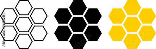 bee honeycomb icon set. Honey comb cartoon. Natural food. honeycomb pattern. Honey symbol. Beehive sign
