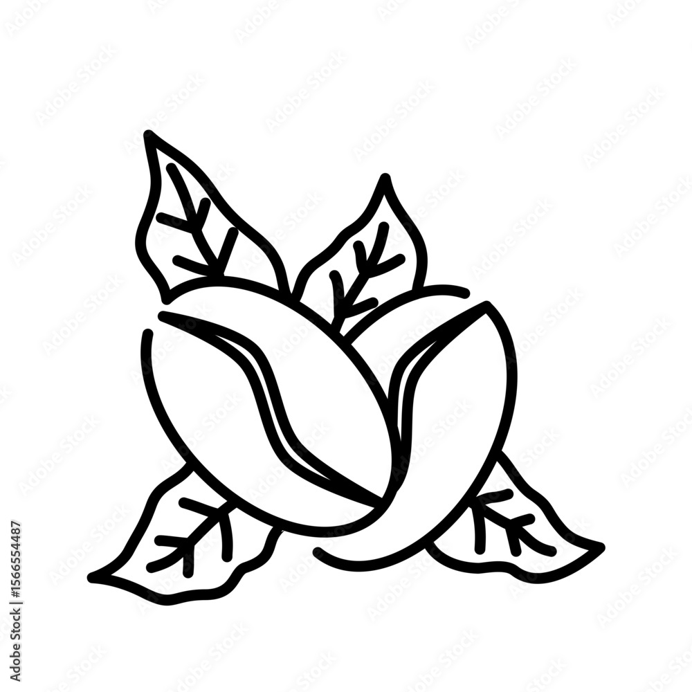 Naklejka premium Coffee beans icon. coffee, beans, roast, aroma, caffeine, organic, seed, espresso. Vector Icon Illustration