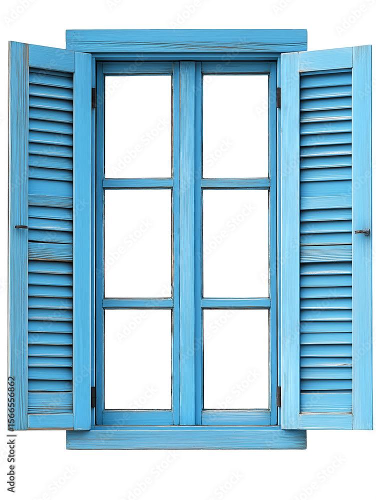 Fototapeta premium Blue window with sashes , isolated on transparent background, png