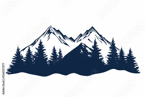 Vibrant mountain landscape with foreshadowing elements in a stylized artistic design