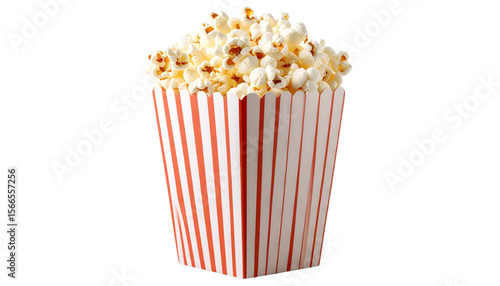 red popcorn bucket as used in cinema isolated on transparent background