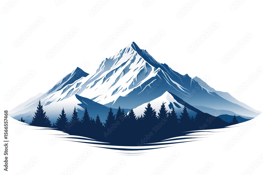Fototapeta premium Simple snow covered mountain peak logo design