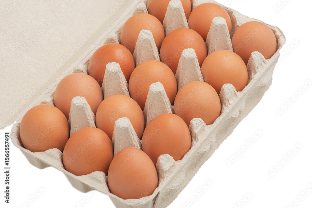 Eggs in a paper box isolated. Eggs in a paper box isolated.