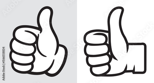 Cartoon Thumbs Up Hand Gestures Expressing Approval and Agreement in a Fun and Expressive Manner for Design Purposes