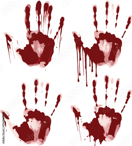 Blood splashes set drops of red liquid design element for