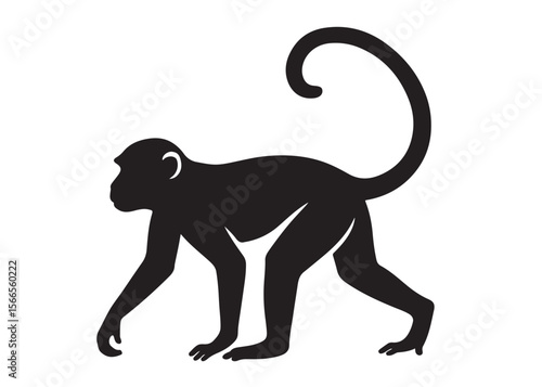 Canvas Print monkey logo silhouette vector, monkey silhouette vector illustration, black silh