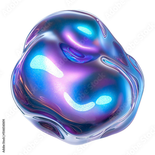 Shiny 3d purple iridescent ball , isolated on transparent background, png