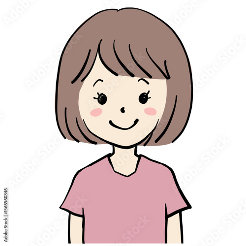 親しみやすい表情の女性イラスト素材
