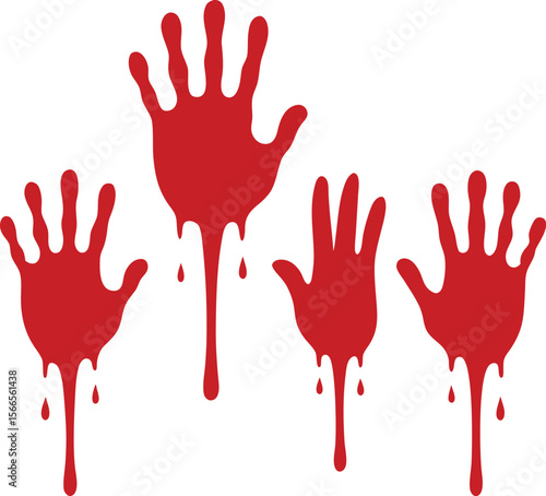 Blood splashes set drops of red liquid design element for