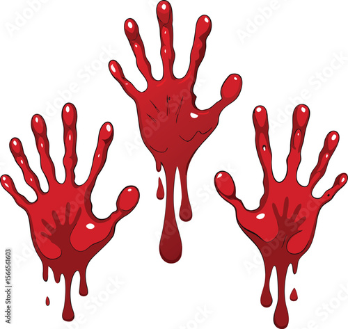 Blood splashes set drops of red liquid design element for