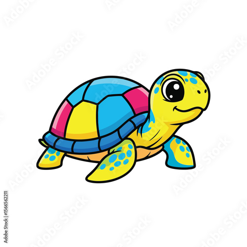 Colorful Turtle Charm: Cute Vector Icon