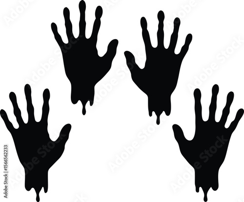 Blood splashes set drops of red liquid design element for