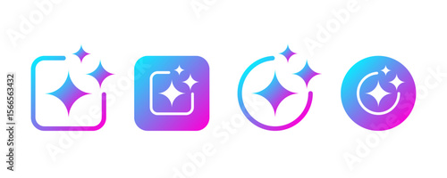 AI icon set. AI generate icon set. Sparkle Icon Set. Artificial intelligence icon symbol. Vector illustration