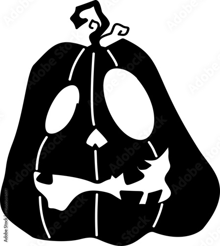 Hand drawn halloween pumpkin ghost silhouette doodle illustration
