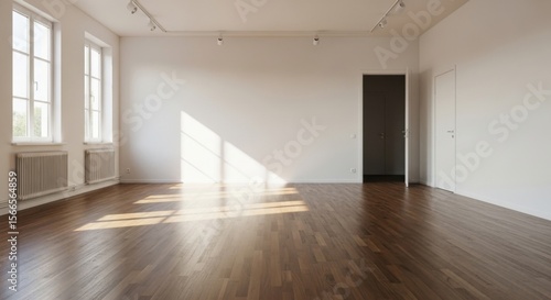 Wallpaper Mural Empty Room Interior with Hardwood Floor and Natural Light Torontodigital.ca