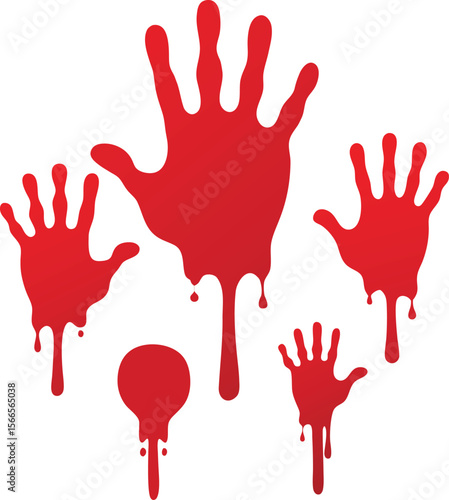 Blood splashes set drops of red liquid design element for