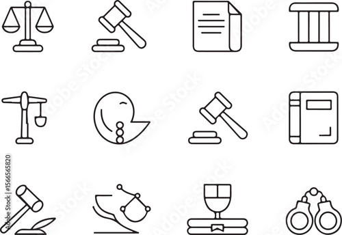 Law Document and Gavel Icon Collection

