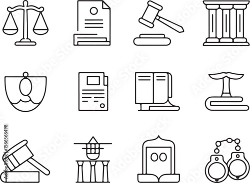 Scales of Justice and Legal Icons Set

