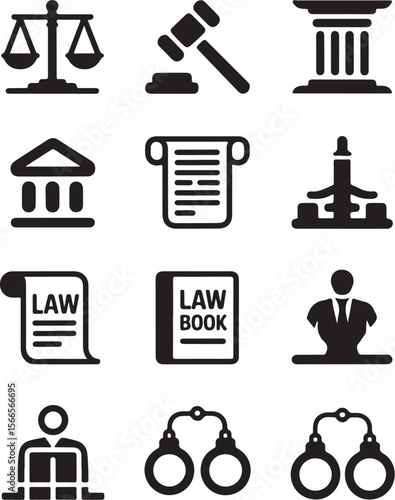 Scales of Justice and Legal Icons Set

