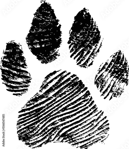 Black textured paw print design, animal footprint art
