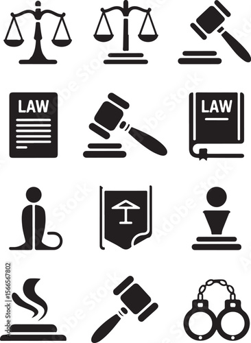 Law and Justice Icon Vector Set

