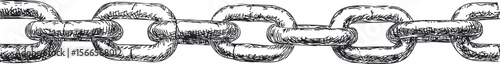 Detailed black and white sketch of interlinked chain links