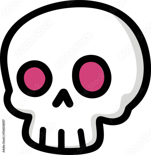 Skeleton head vector with pink eyes for halloween