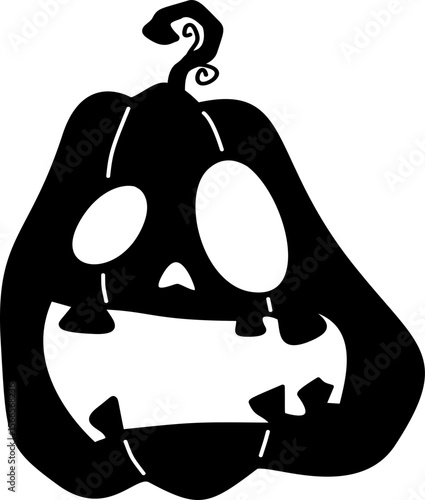 Hand drawn halloween pumpkin ghost silhouette doodle illustration