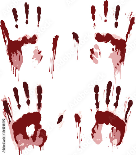 Blood splashes set drops of red liquid design element for