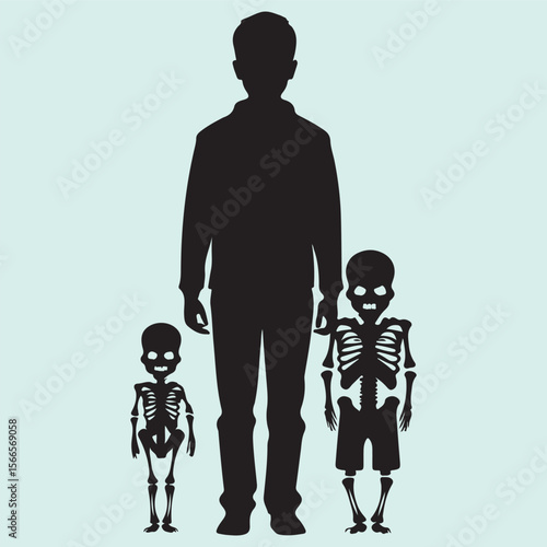 Pumpkin Head Skeleton Silhouette Icon for Halloween Decorations