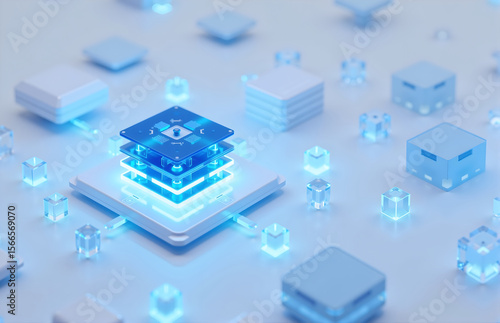 3D Tech Chip Concept Image