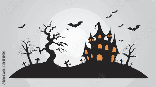 halloween background with haunted house